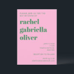 Invitation Gras Retro rose et vert Simple Bat mitzvah<br><div class="desc">Gras Retro rose et vert Simple mignonne Bat mitzvah Invitation</div>