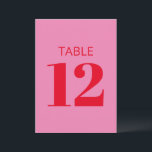 Invitation Gras rose clair rouge moderne Numéro de la table<br><div class="desc">Gras Typographie simple rose vif et rouge Bat mitzvah moderne Numéro de table Signe</div>