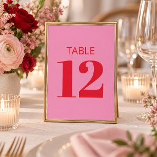 Invitation Gras rose clair rouge moderne Numéro de la table