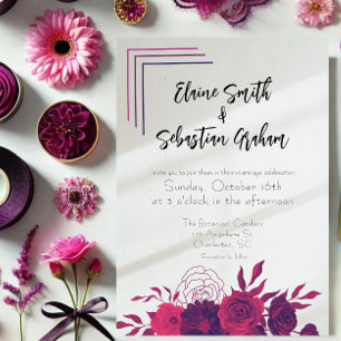 Invitation Gras rose et magenta Budget Floral Mariage solaire