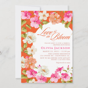 Invitation Gras rose et orange Floral Fête des mariées vive