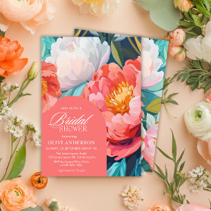 Invitation Gras Rose et orange Mariée en fleurs Douche nuptia