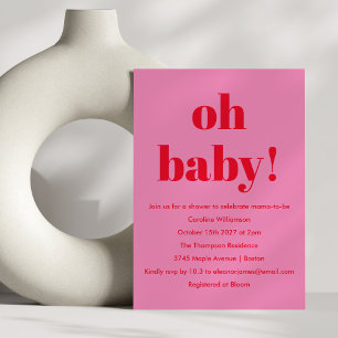 Invitation Gras Rose Rouge moderne Amusants Simple Baby showe
