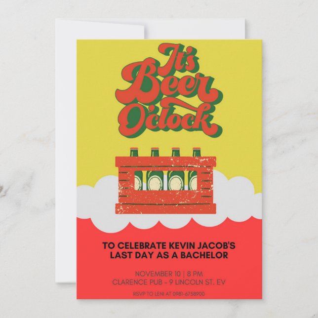 Invitation Gras Rouge Et Jaune Du Bachelor Party (Devant)