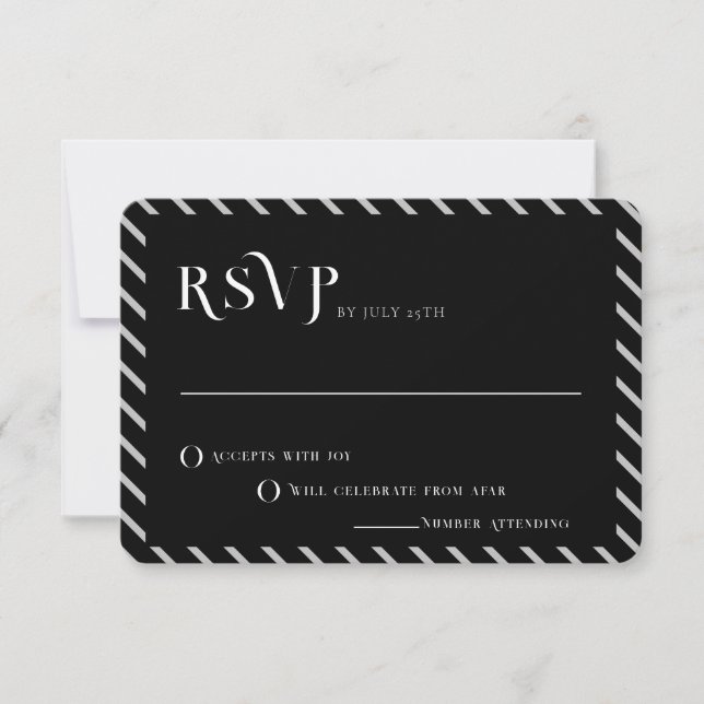 Invitation Gras Texte Noir et Blanc Ligne Moderne Mariage RSV (Devant)