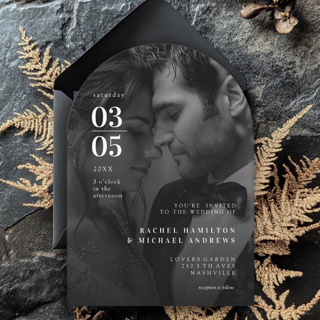 Invitation Gras, Trending, B&W-Photo, Mariage (Bold, Minimal, Trending, Photo, Wedding Invitation)