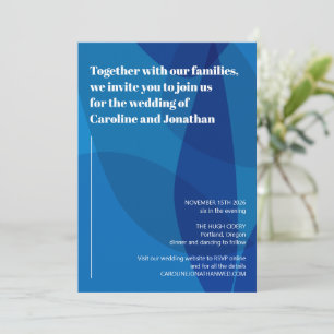 Invitation Gras Vibrant Artsy Bleu Abstrait Mariage moderne