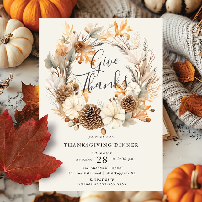 Invitation Gratitude d'automne Thankgiving (Créateur téléchargé)