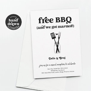 Invitation Gratuit BBQ Funny Mariage Réception Seulement Invi