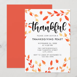 Invitation Gratuit Script Chute Foliage Aquarelle Feuilles