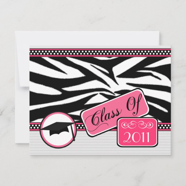 Invitation Graudation Class Of 2011 Zebra Print (Devant)