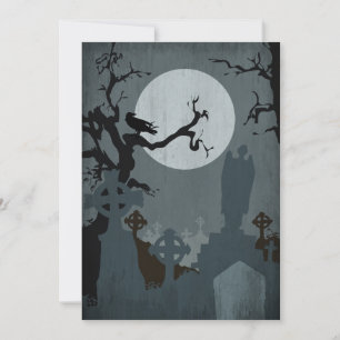 Invitation Graveyard et Pleine lune d'Halloween