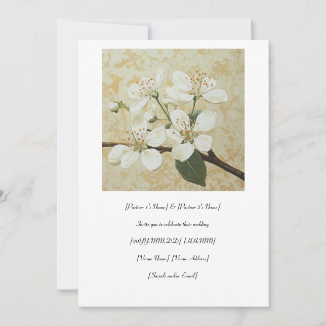 Invitation Gravure de la fleur de Serviceberry (Devant)