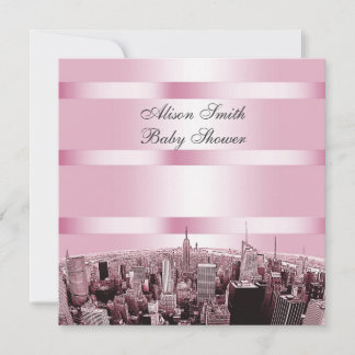 Invitation Gravure de la skyline de NYC 2 Fête de Naissance R