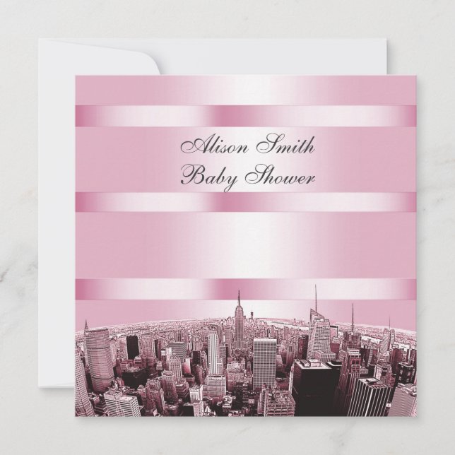 Invitation Gravure de la skyline de NYC 2 Fête de Naissance R (Devant)