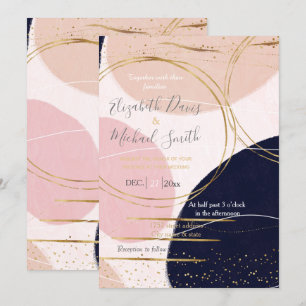 Invitation Gravure et cercles d'or moderne Design rose minima