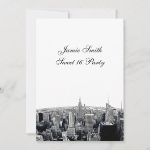 Invitation Gravure NYC Fisheye Skyline 2 NB Douce 16 V