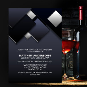 Invitation Gray Black 95th Cocktail Anniversaire