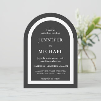 Invitation Gray black white text wedding
