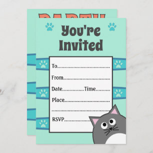 Invitation Gray Chat fête d'anniversaire