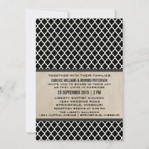 Invitation Gray Chic Quatrefoil Mariage Inviter