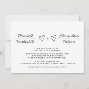 Invitation Gray Coeur équation Mariage Inviter