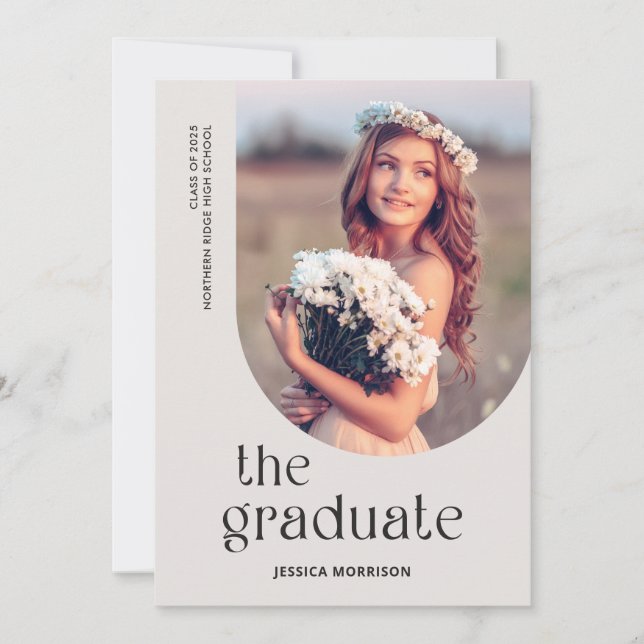 Invitation Gray Graduate Simple Type Photo Graduation Party (Devant)