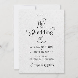 Invitation Gray Kraft Typographie Vintage QR Code Mariage