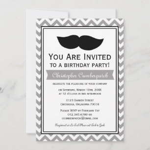 Invitation Gray Mustache Chevron
