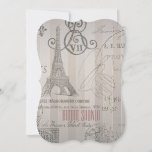 Invitation gray paris eiffel Tower douche vintage à nuptiale