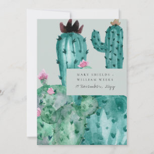 Invitation Gray rose Floral Désert Cactus Folithe