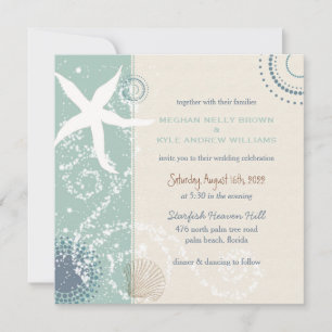 Invitation Grayed Jade Dusky Blue Beach Wedding