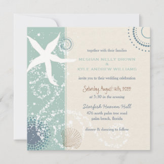 Invitation Grayed Jade Dusky Blue Beach Wedding