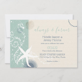 Invitation Grayed Jade Dusky Blue Seaside Mariage
