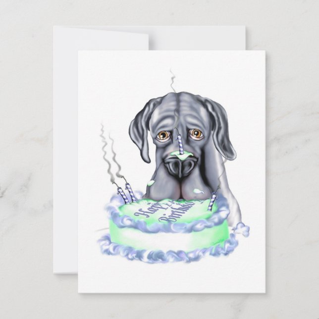 Invitation Great Dane Blue UC Anniversaire Cake Face (Devant)