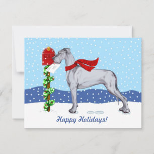 Invitation Great Dane Christmas Mail Blue UC