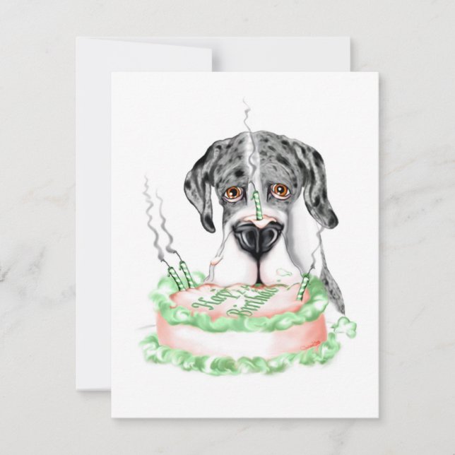 Invitation Great Dane Merle UC Gâteau d'anniversaire (Devant)
