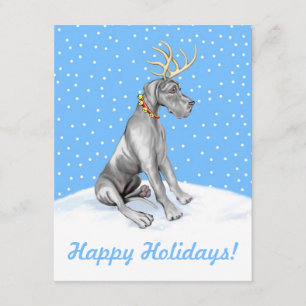 Invitation Great Dane Reindee Noël noir UC