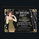 Invitation Great Gatsby Flapper Girl 30e anniversaire Invitat<br><div class="desc">Célébrez comme ils l'ont fait dans les années 1900 avec notre fabuleuse invitation inspirée de Gatsby. Que vous planifiez une fête de bachelorette ou une fête d'anniversaire,  remontez votre événement à l'époque fabuleuse de l'Art Déco et de la vie somptueuse.</div>