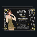 Invitation Great Gatsby Flapper Sweet 16 Anniversaire Invitat<br><div class="desc">Célébrez comme ils l'ont fait dans les années 1900 avec notre fabuleuse invitation inspirée de Great Gatsby. Que vous planifiez une fête de bachelorette ou une fête d'anniversaire,  remontez votre événement à l'époque fabuleuse de l'Art Déco et de la vie somptueuse. //BLONDE CHEVEUX OPTION DISPONIBLE DANS LE MAGASIN//</div>