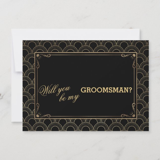 Invitation Great Gatsby Vintage Art Déco Mariage GROOMSMAN (Devant)