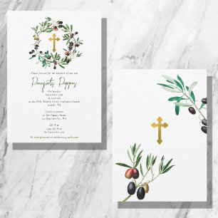 Invitation Grec Orthodoxe baptême Baptême Olives Verdure