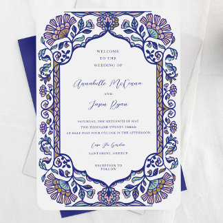 Invitation Grèce Architecture Floral Décoration Mariage cadre