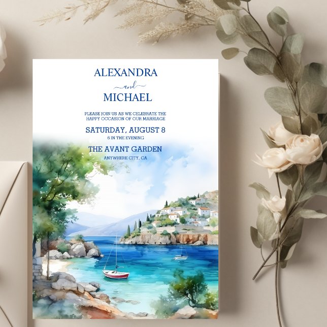 Invitation Grèce paysage Mariage Santorini (Créateur téléchargé)