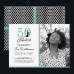 Invitation Green 50 Fabuleux 50th Birthday Party Photo<br><div class="desc">Une invitation photo chic, élégante, 50ème anniversaire que vous pouvez personnaliser et envoyer pour votre fête du cinquantième anniversaire. Les mots "50 and Fabulous" en parties scintillant noire et verte à la menthe sont mis en utilisant la typographie moderne. Ajoutez simplement votre propre photo. Il y a un motif en...</div>