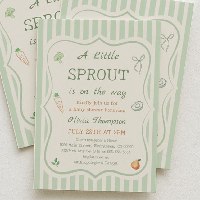Invitation Green A Little Sprout Baby Shower (Créateur téléchargé)