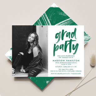 Invitation Green   Abstract Brushstrokes Graduation Party