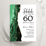 Invitation Green Agate White Gold Surprise 60e anniversaire<br><div class="desc">Gate vert,  blanc et or surprise 60ème anniversaire invitation fête. Elégant design moderne avec aquarelle vert émeraude agate marbre arrière - plan,  faux parties scintillant or et typographie script. Carte invitation branchée parfaite pour une célébration anniversaire féminine élégante. Invitations Zazzle imprimées ou téléchargement instantané modèle imprimable numérique.</div>