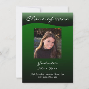 Invitation Green and Black Wave Graduation Announcement
