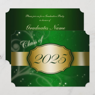Invitation Green and Gold 2025 Graduation Party